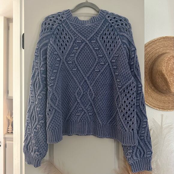 Wildfox Perf Chunky Sweater Monday Blues Bobbles Crewneck Boho Large Texture - Picture 3 of 6